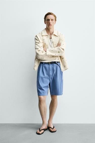 BLUSÃO JACQUARD BORDADO FLORAL - Cru da Zara - Imagem 0