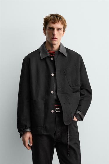 CHAQUETA COMBINADO PIEL AARON LEVINE X ZARA - Negro de Zara