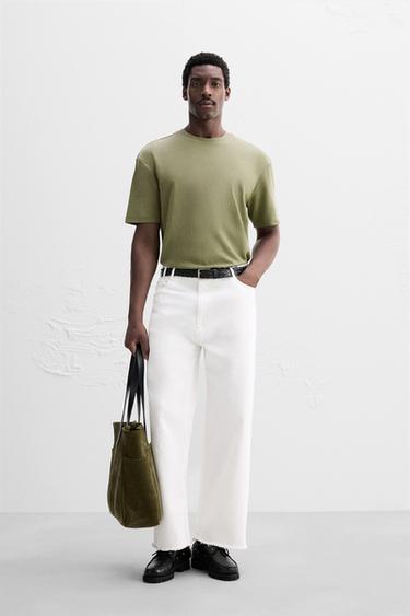 CAMISETA REGULAR FIT BÁSICA - Caqui-claro da Zara