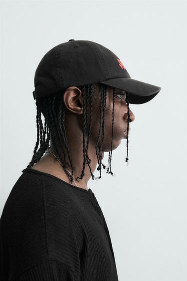 WASHED CAP WITH PRINTED TEXT - Anthracite grey by Zara - Image 1