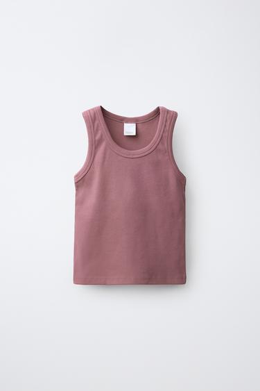 CAMISETA RIB LISA - Burgundy de Zara