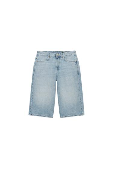 Zaras DENIMSHORTS MEDELHÖG MIDJA ZW COLLECTION - Ljusblå