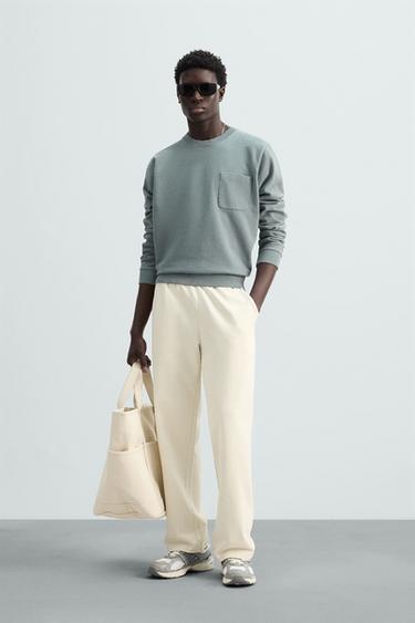SUDADERA CREW NECK BOLSILLO - Azul / Gris de Zara - Imagen 0