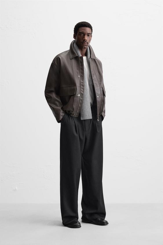 フェイクレザー ジャケット - ブラウン | ZARA Japan / 日本