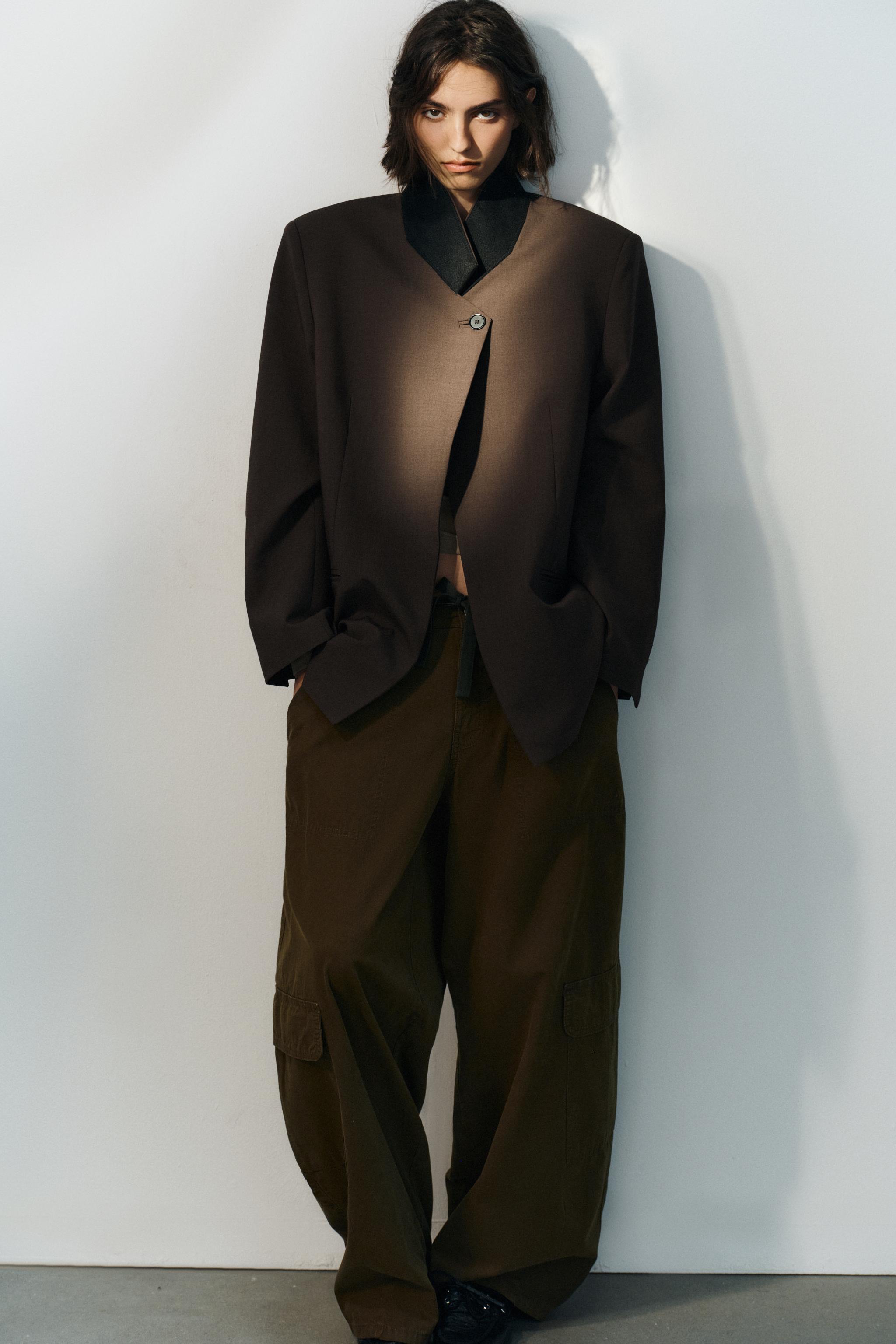 Contrast Collar Oversized Blazer by Zara