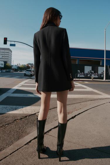 MANTEAU COURT CROISÉ AVEC LAINE - Noir de Zara - Image 3