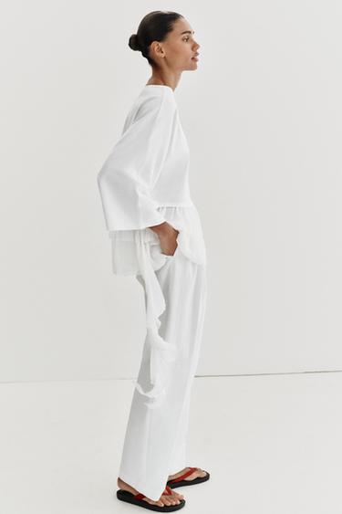 CONTRAST T-SHIRT WITH RUFFLES - White by Zara - Image 4