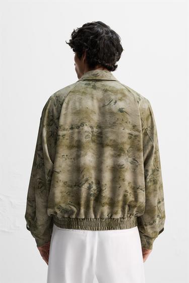 ABSTRACT PRINT BOMBER JACKET - Green by Zara - Image 2