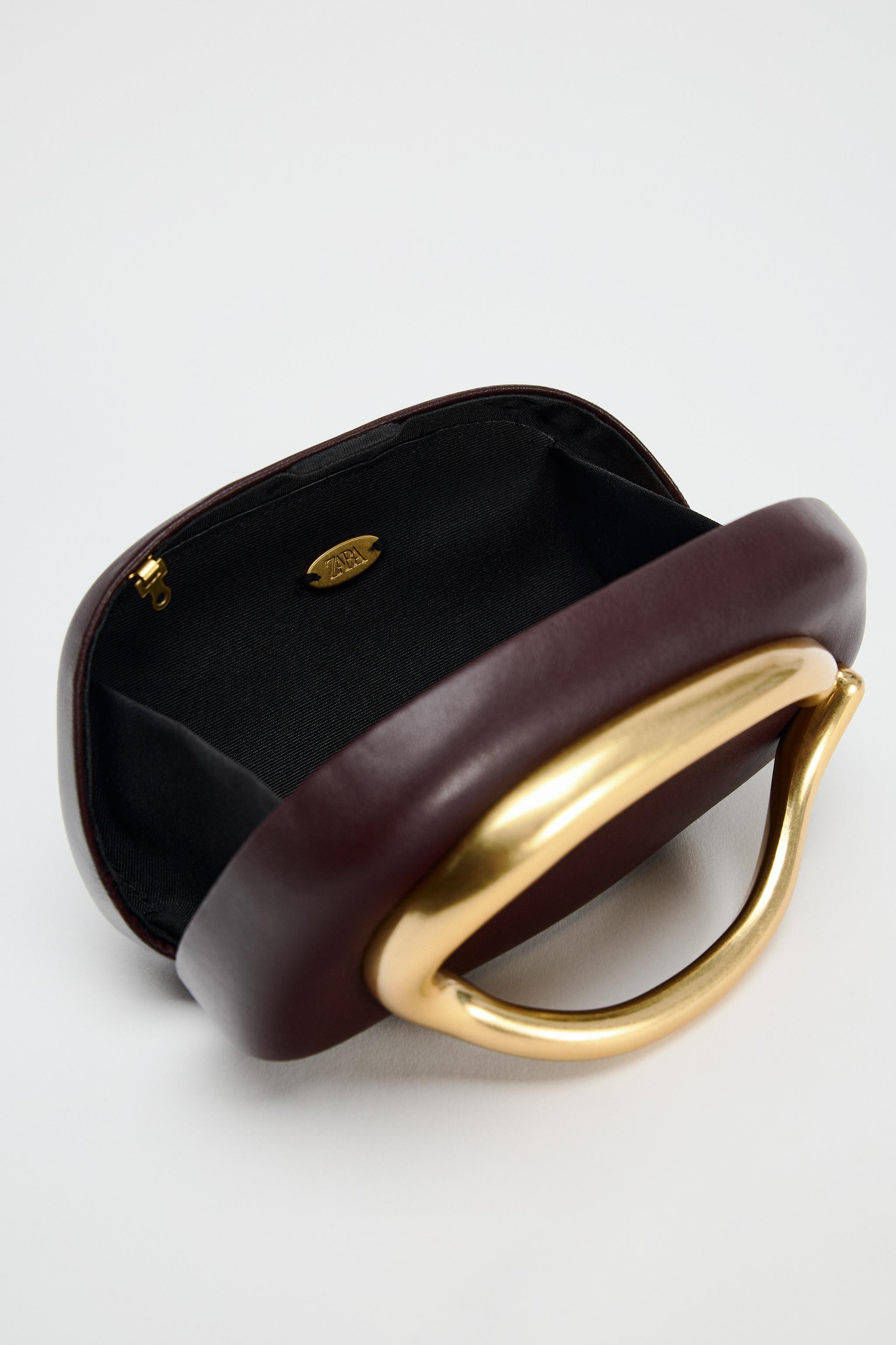 GOLD CLOSURE BOX CLUTCH - Maroon | ZARA United States