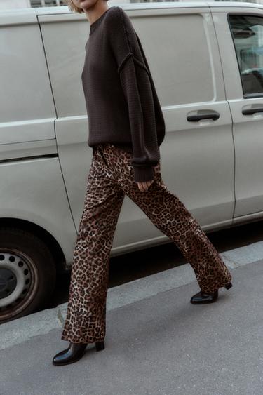 ANIMAL PRINT FLARE TROUSERS - Leopard by Zara - Image 3