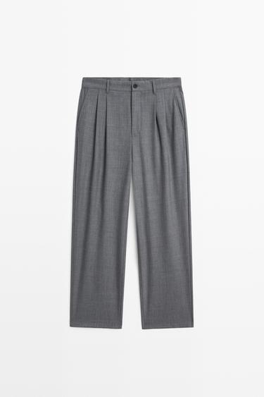 Zara Relaxed fit cool wool darted pants - Gray