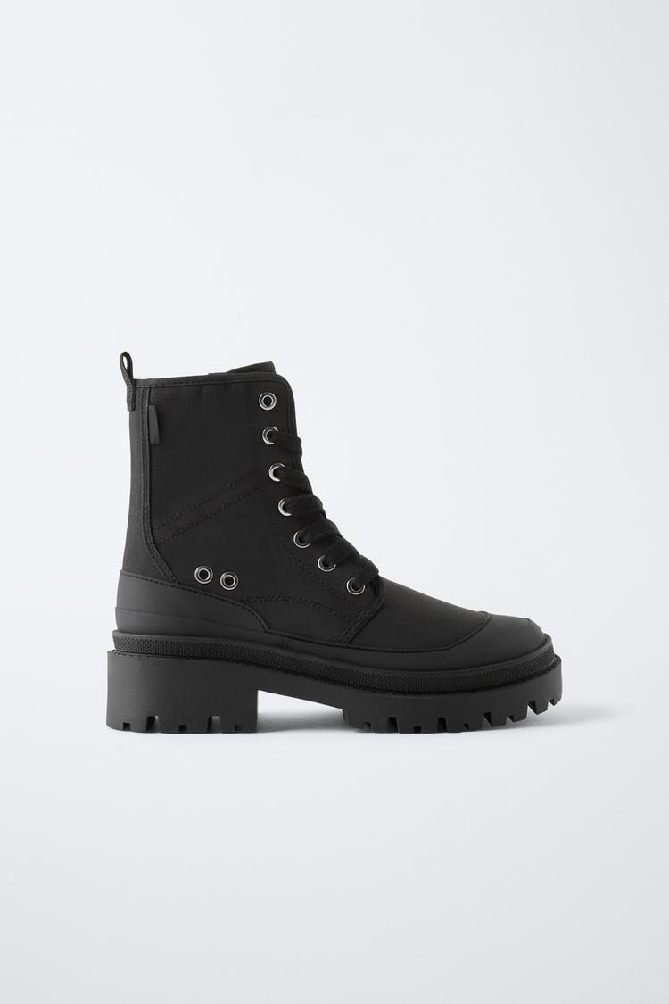 レースアップニットアンクルブーツ - ブラック | ZARA Japan / 日本