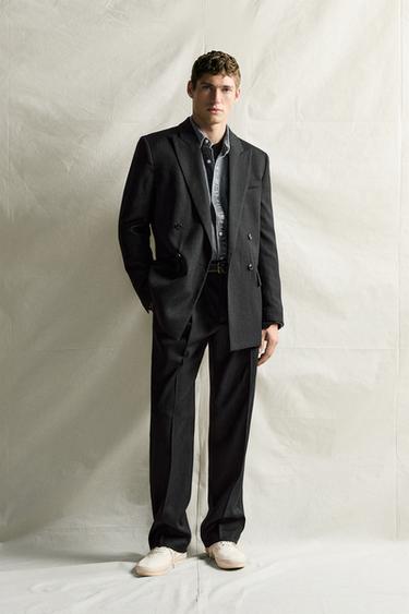 MANTECO® 100% WOOL SUIT TROUSERS — Grey marl 1