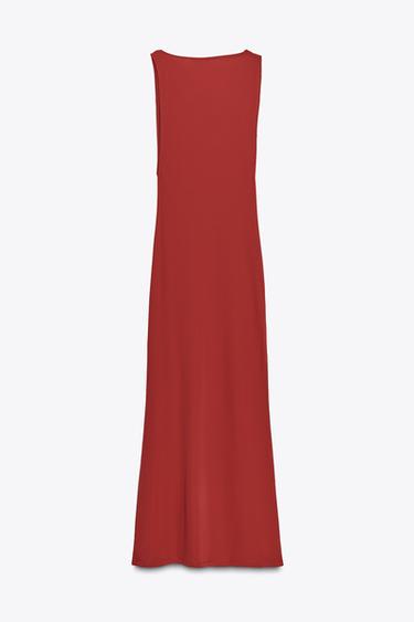 ROBE LONGUE DRAPÉE - Rouge foncé de Zara - Image 6