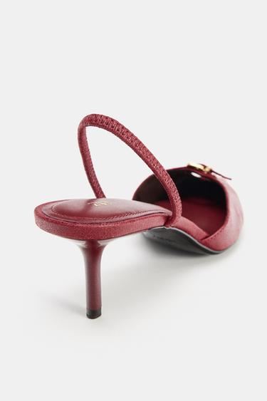 CHAUSSURES À TALONS OUVERTES À L'ARRIÈRE AVEC BOUCLE - Rouge de Zara - Image 5