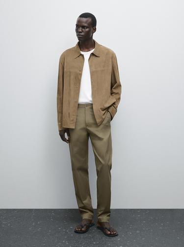 Zara Cotton blend tapered fit trousers - Khaki