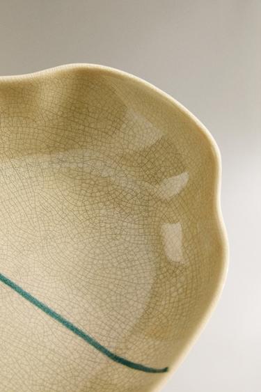 STRIPED CERAMIC TRAY - Ecru / Green by Zara - Image 2