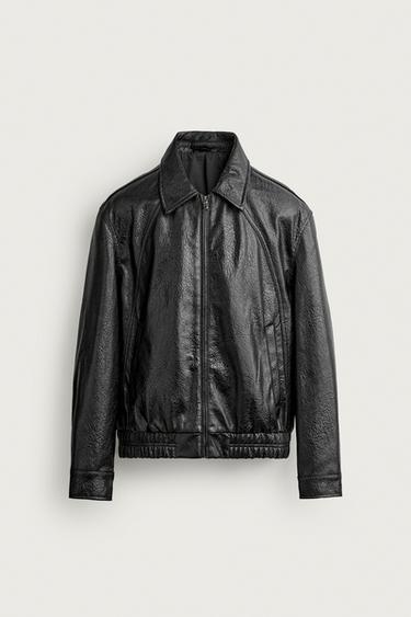 Zaras RELAXED FIT JACKA I SKINNIMITATION - Svart