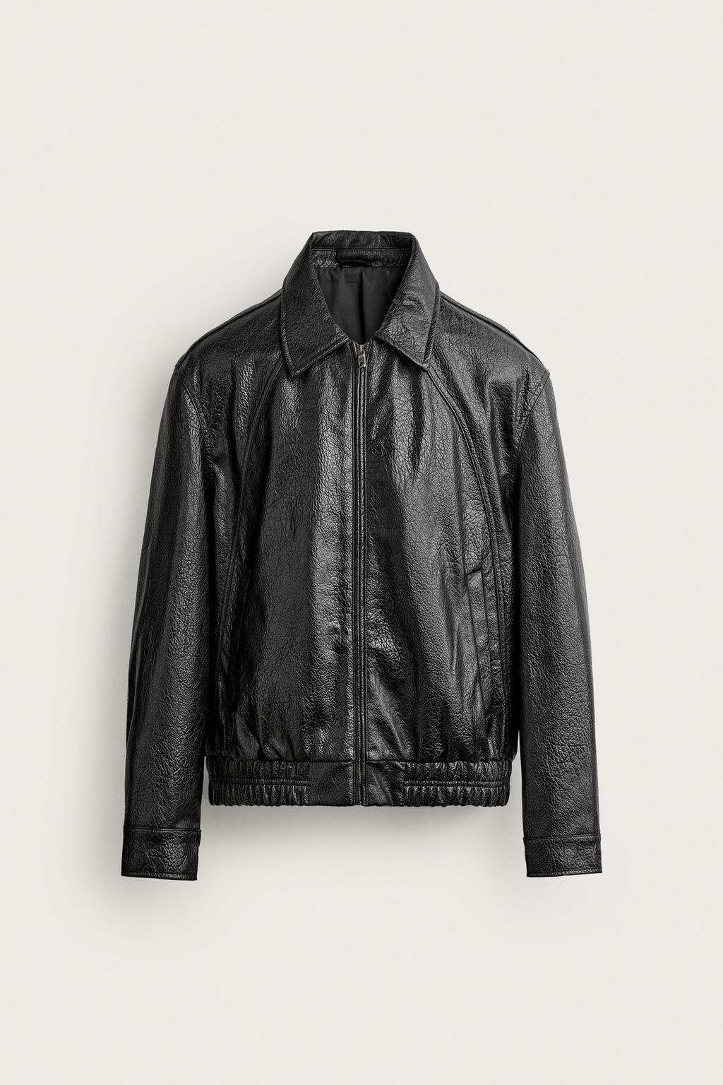 RELAXED FIT LEATHER EFFECT JACKET