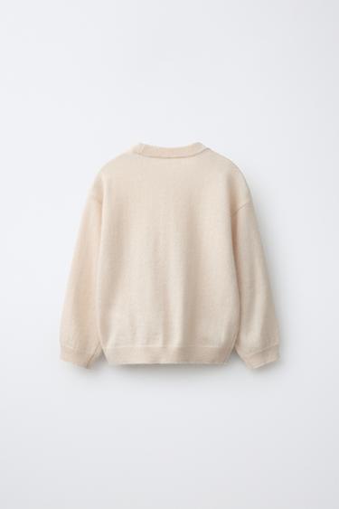 100% CASHMERE KNIT JUMPER — Ecru 2