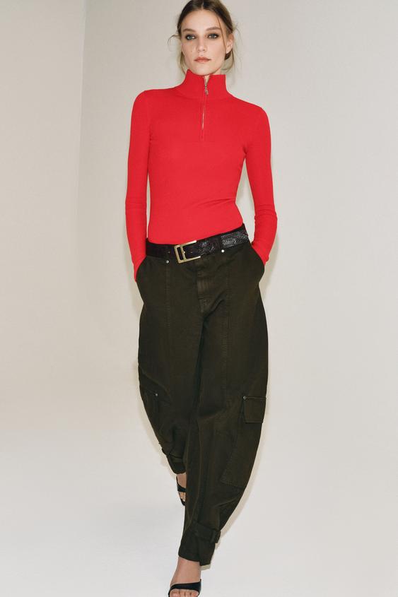 JERSEY PUNTO CUELLO SUBIDO - Rojo de Zara - Imagen 0