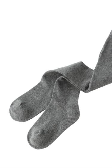 TWO-PACK OF PLAIN TIGHTS — Gray marl 2