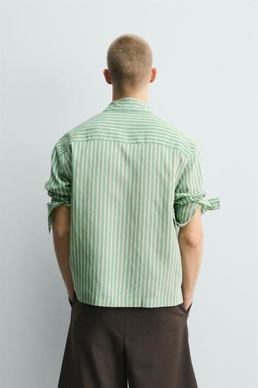 RELAXED FIT STRIPED SHIRT - Turquoise green by Zara - Image 2