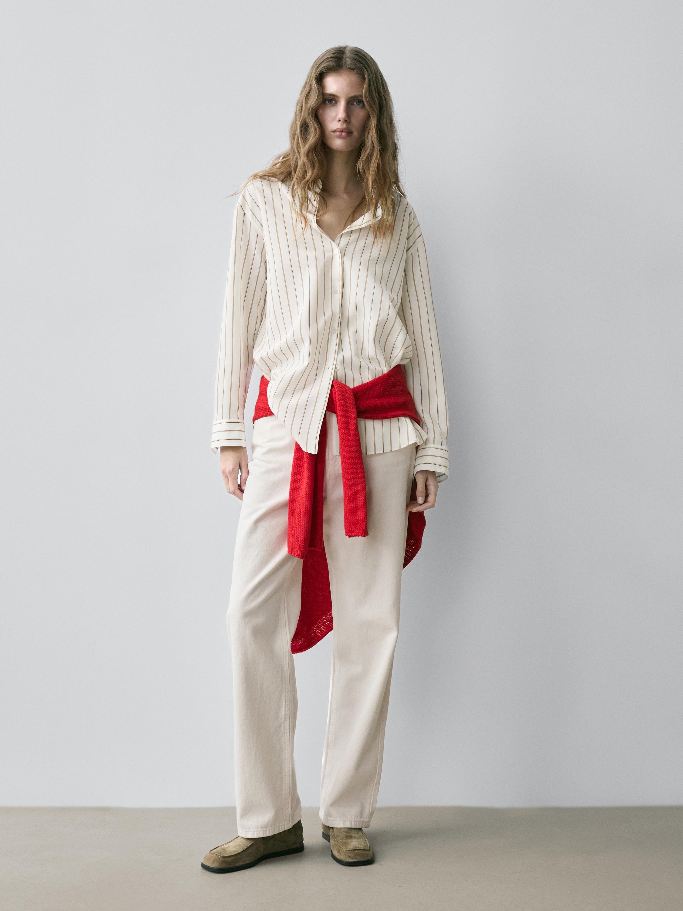Flowing tricolor striped shirt