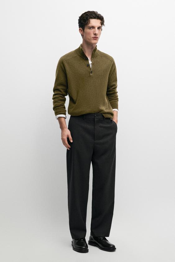 Pantalón relaxed fit espiga 100% lana - Gris antracita de Zara - Imagen 0