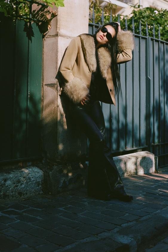 BLAZER AJUSTÉE 100% DAIM EFFET FOURRURE