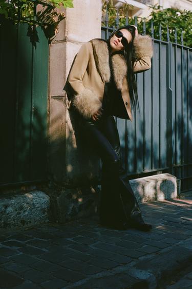 FITTED 100% SHEEPSKIN SUEDE BLAZER - Sand by Zara - Image 0