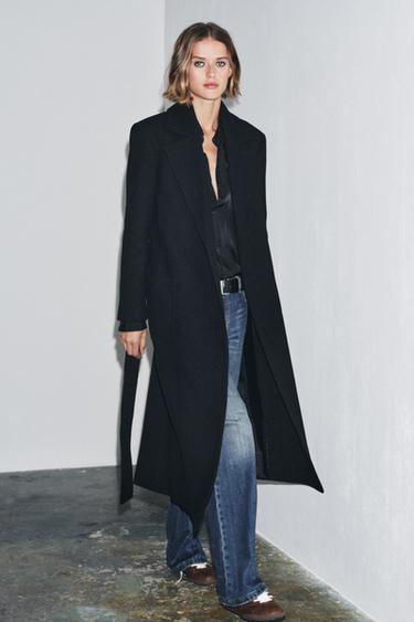 MANTEL AUS WOLLMISCHGEWEBE ZW COLLECTION - Schwarz von Zara