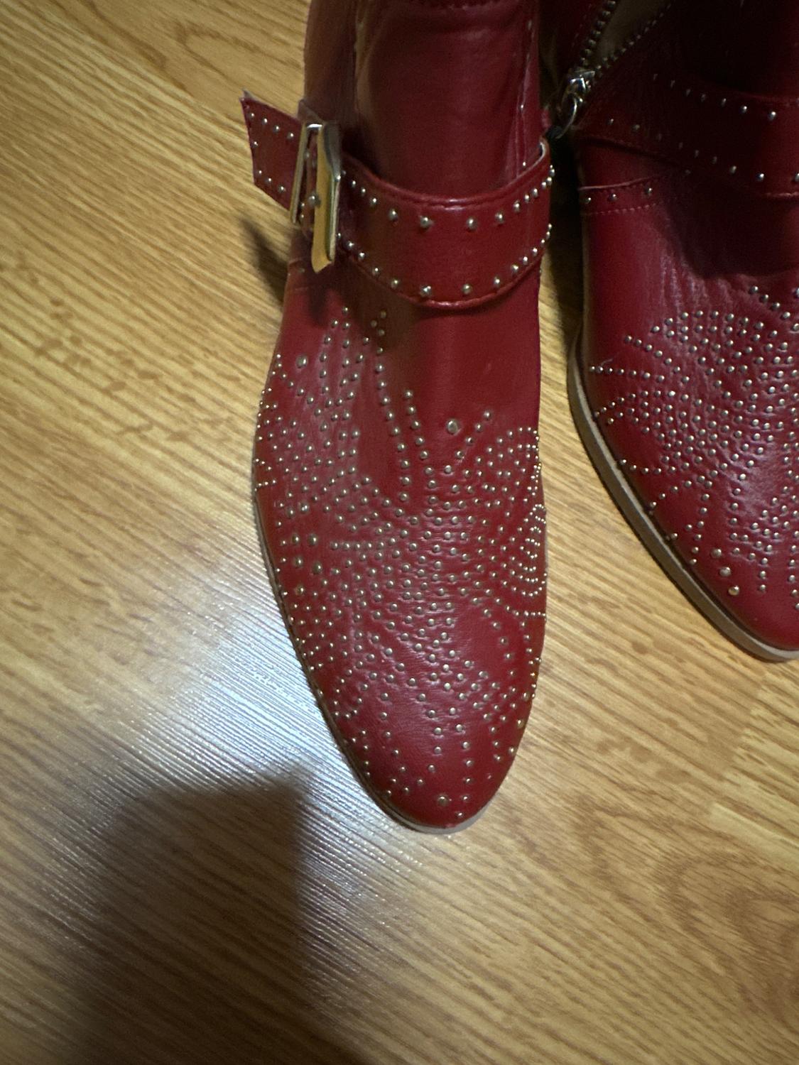 LEATHER RED WINE COWBOY BOOTIES - Image 5