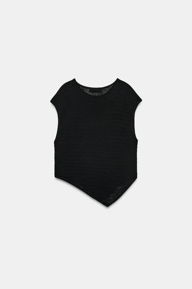ASYMMETRIC KNIT TOP - Black by Zara - Image 5