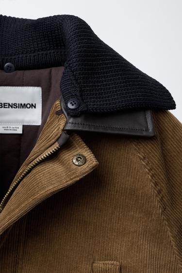 VESTE EN VELOURS CÔTELÉ MATELASSÉE DOUBLE COL EN CUIR DÉTACHABLE BENSIMON ® X ZARA  - Marron de Zara - Image 5