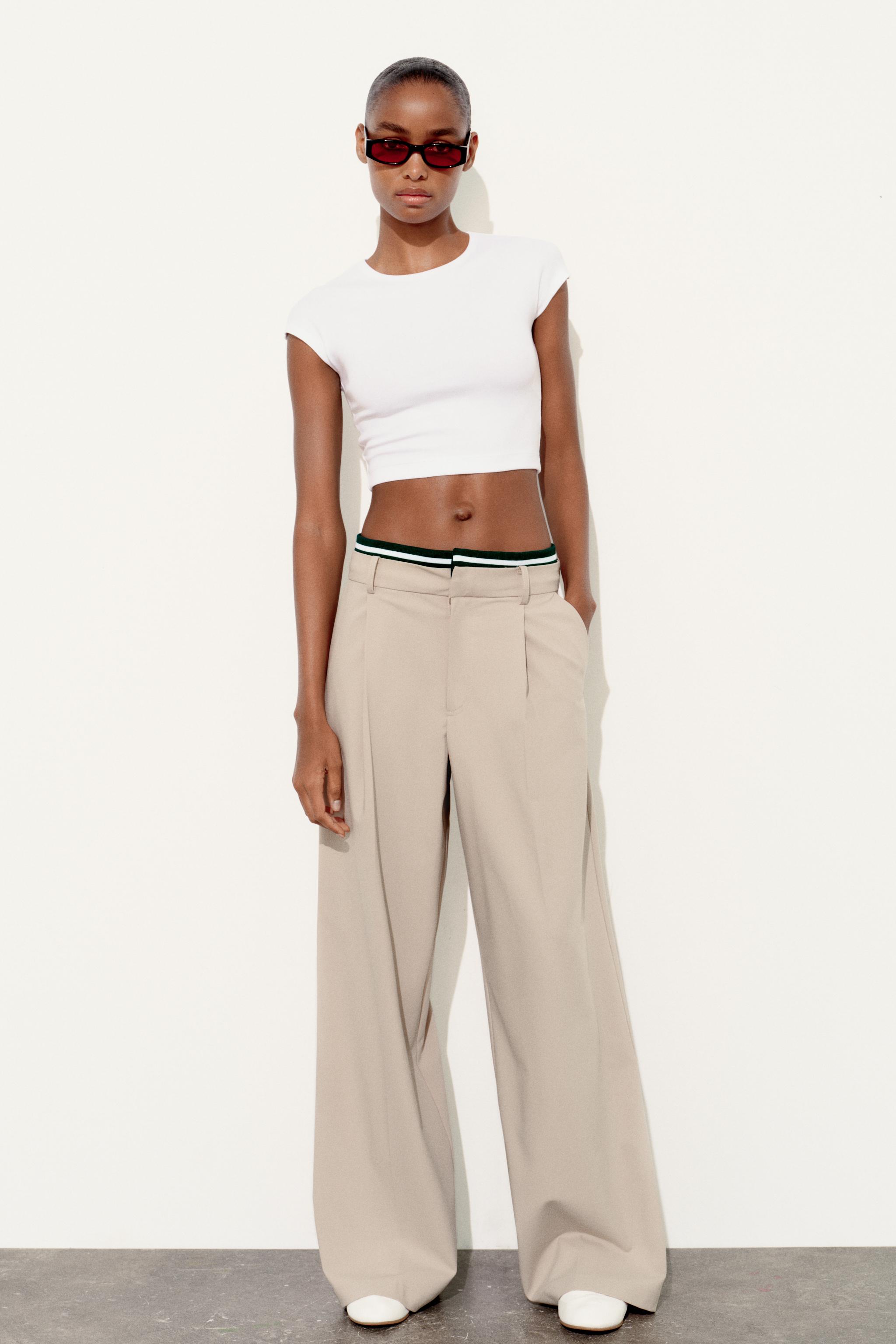 Zara wide store leg cropped pants