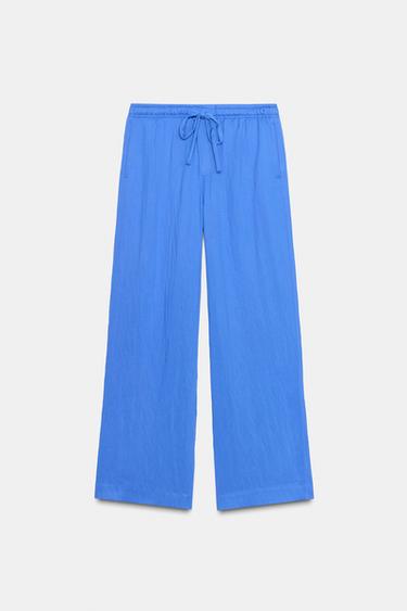 Zara ADJUSTABLE WAIST STRAIGHT LEG PANTS - Bluish