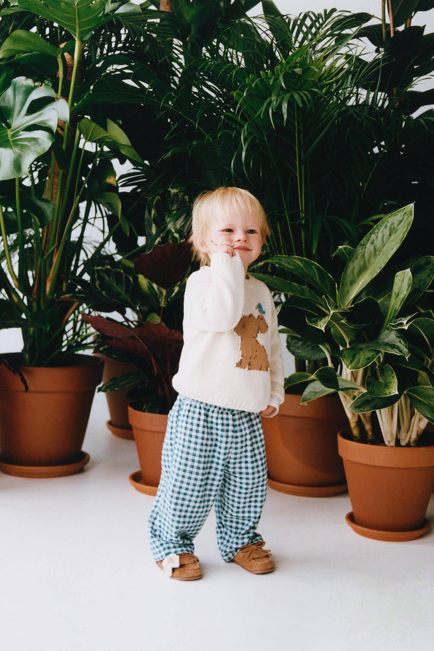 TEXTURED PLAID BAGGY PANTS