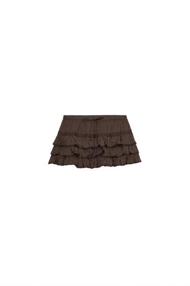 RUFFLED SKORT - Chocolate by Zara
