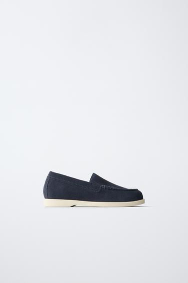 Zara LEATHER LOAFERS - Blue