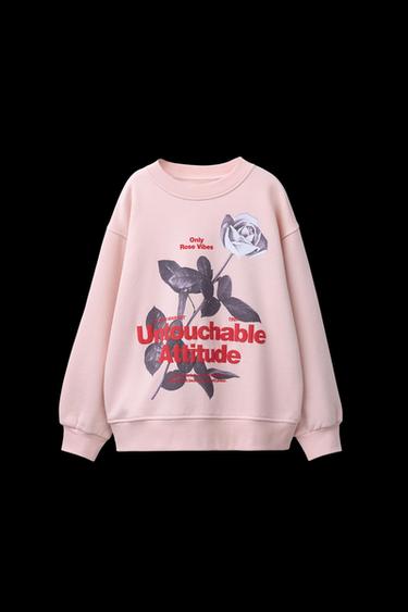 RAISED FLORAL SWEATSHIRT - Pink by Zara - Image 0