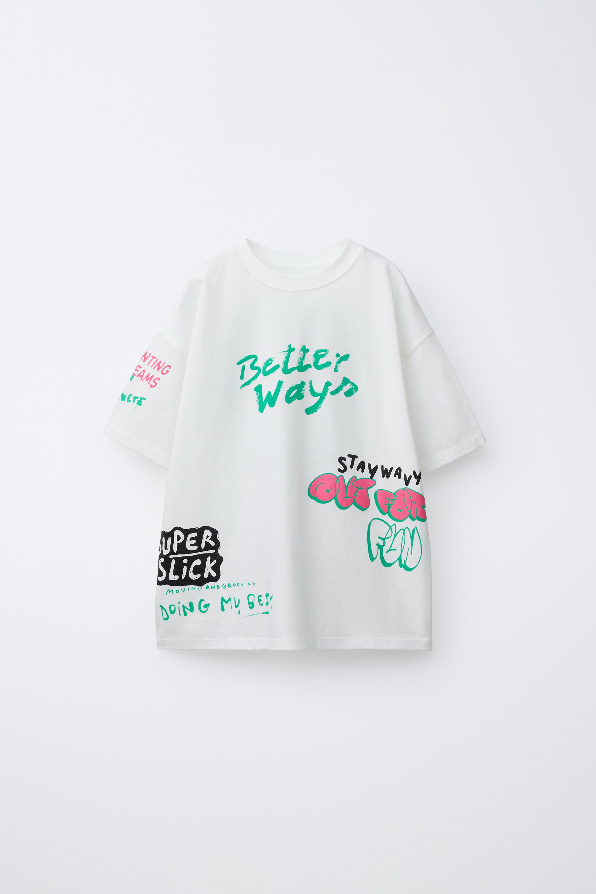 グラフィティプリントTシャツ - ホワイト | ZARA Japan / 日本