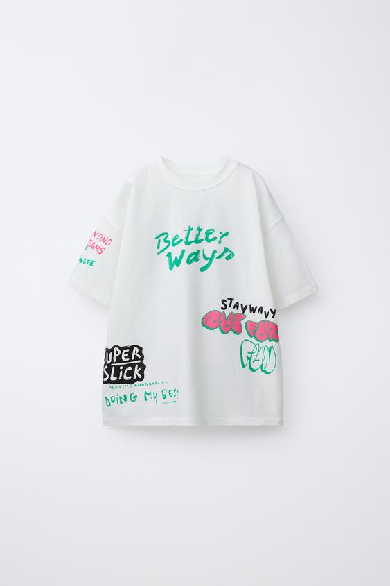 CAMISETA ESTAMPADA GRAFFITI - Blanco de Zara - Imagen 0