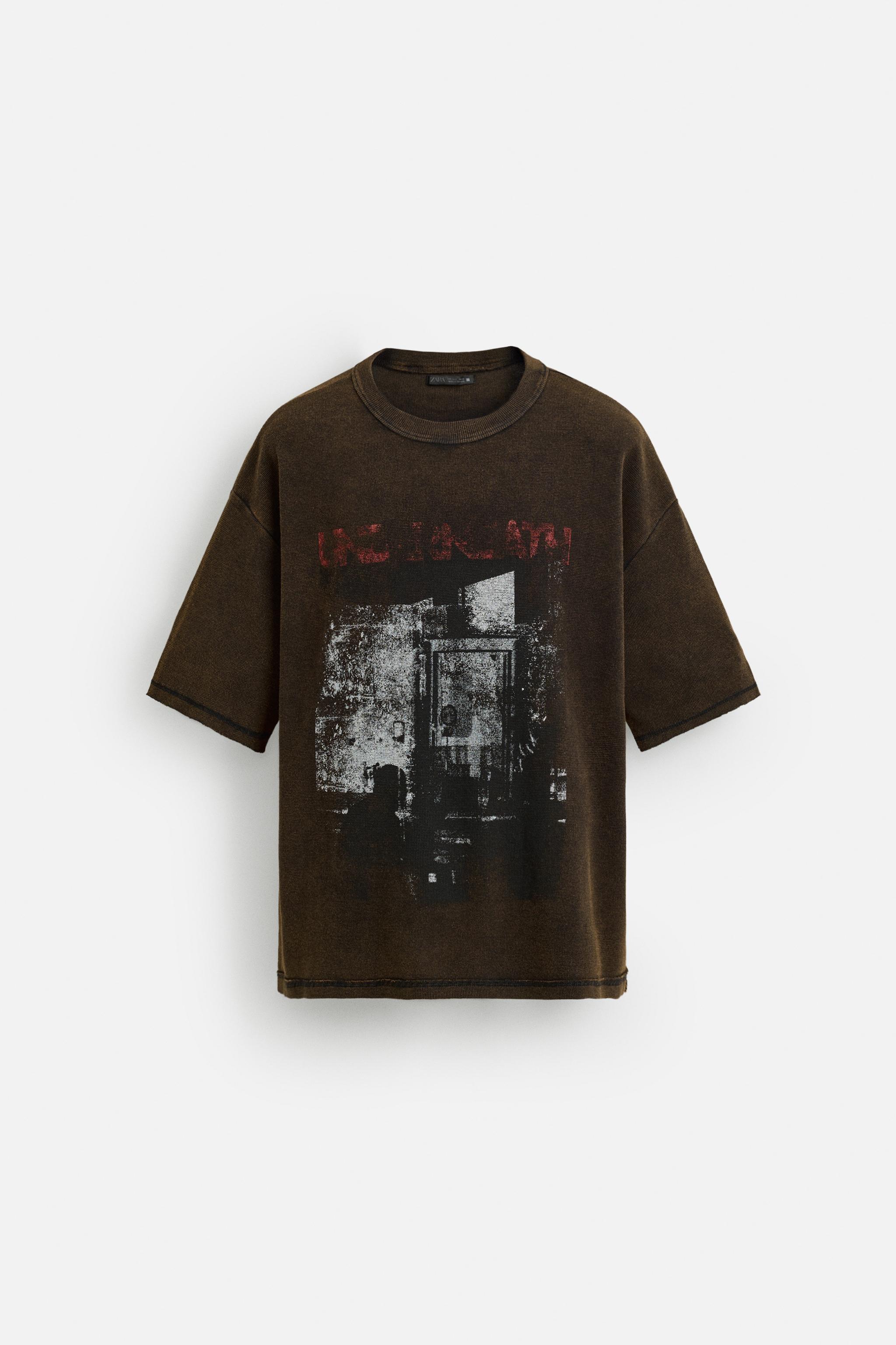 WASHED PRINT KNIT T-SHIRT - Black | ZARA United States