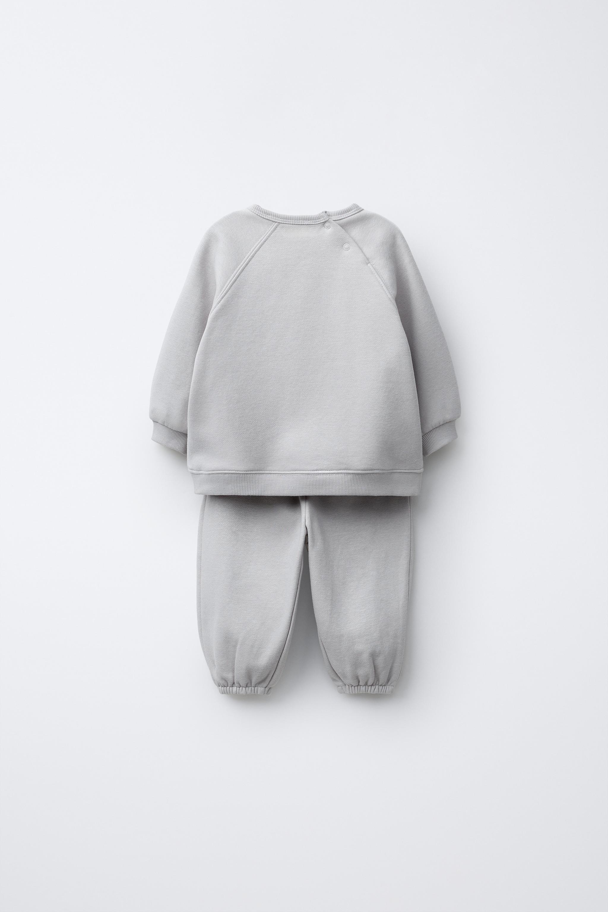 EMBROIDERED PENGUIN SWEATSHIRT AND JOGGER PANTS SET - Pearl gray
