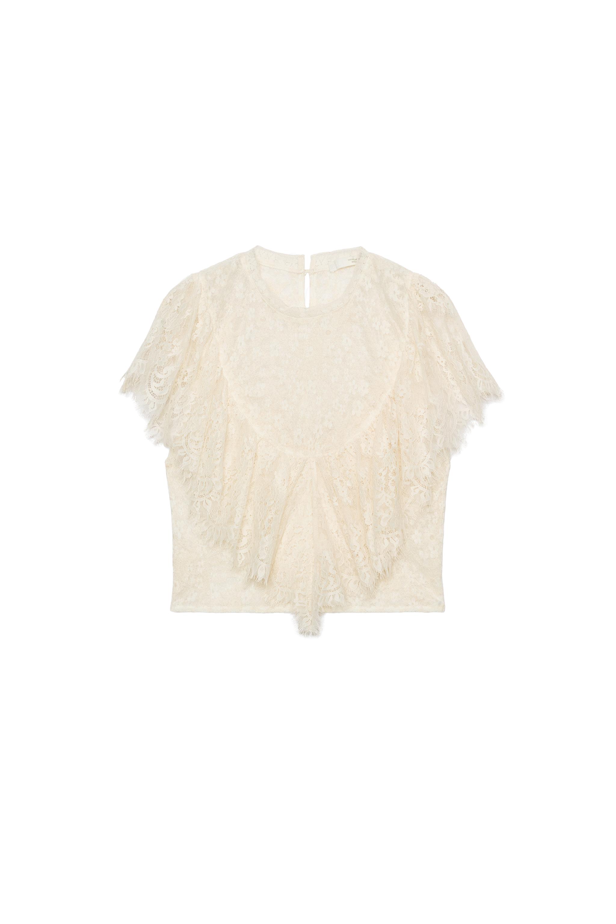 COMBINATION RUFFLE TOP - Ecru | ZARA Canada