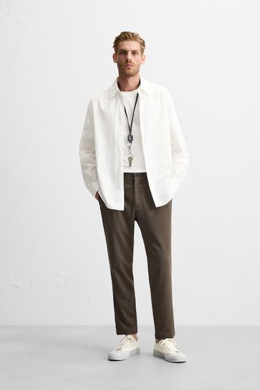 COMFORT TEXTURED TROUSERS - Mink by Zara - Image 0