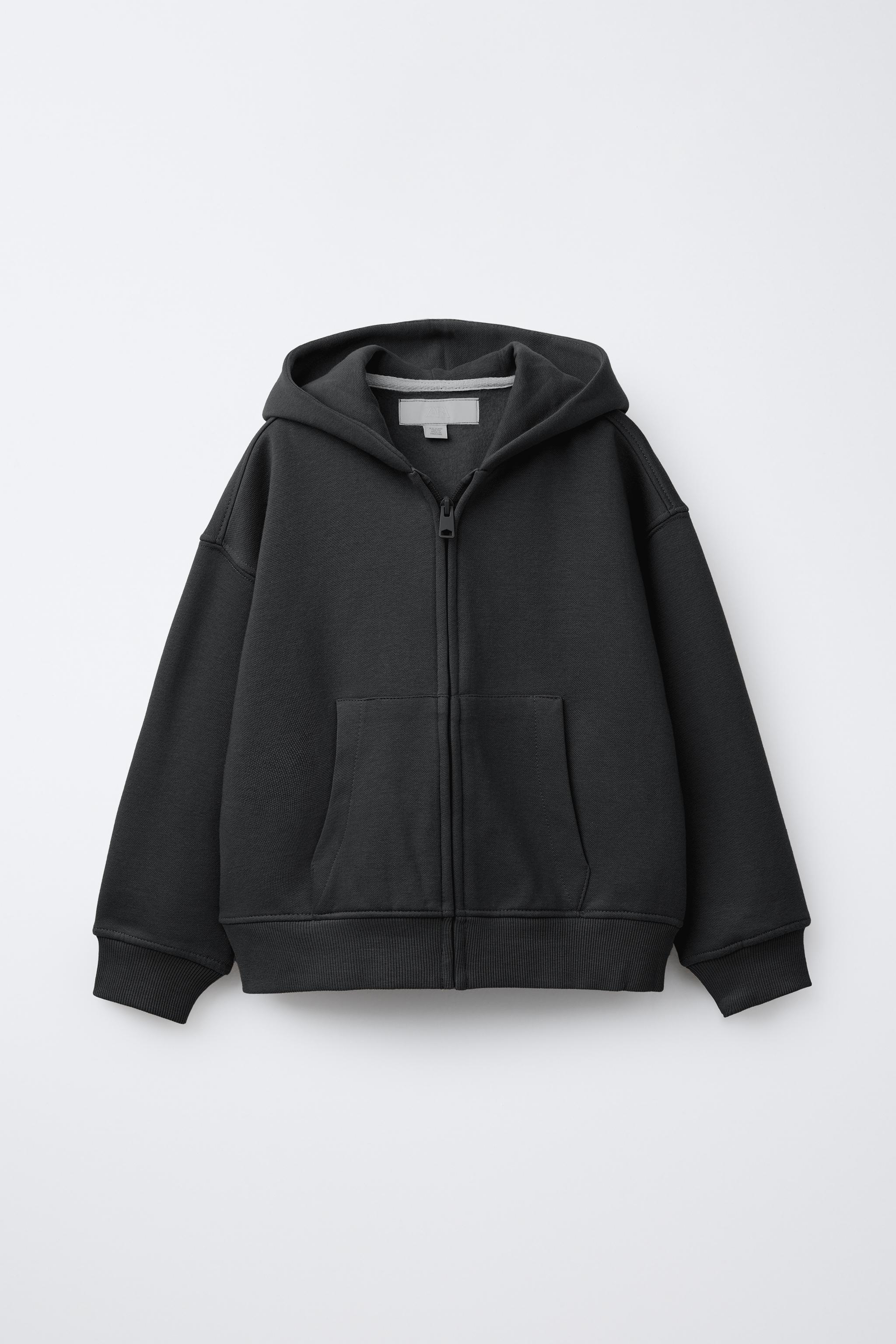 無地プラッシュフード付きスウェットシャツ - オークル | ZARA