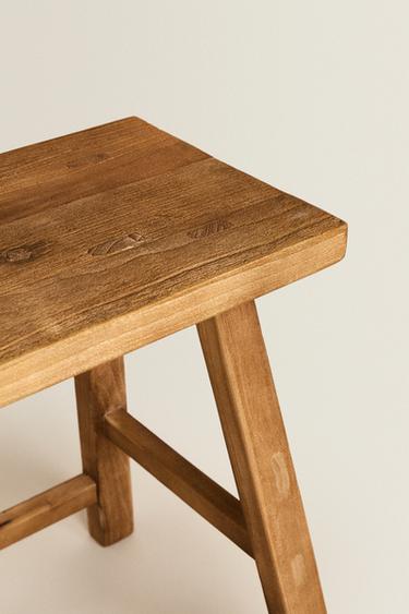 ELM WOOD STOOL - Light beige by Zara - Image 2
