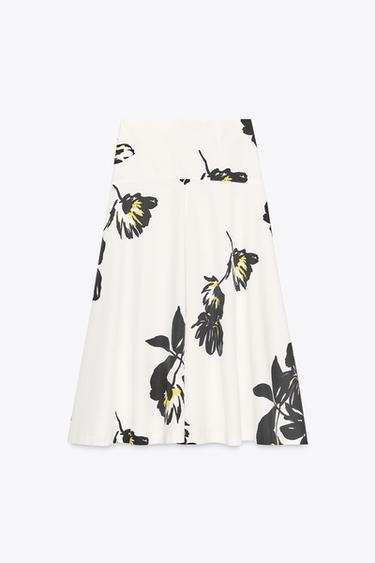 ZW COLLECTION PRINTED MIDI SKIRT - Black / White by Zara - Image 6